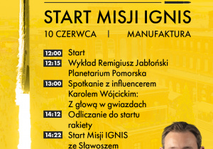 Plakat z planem atrakcji na Astropikniku