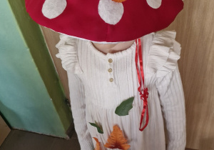 Dziecko w stroju muchomora.