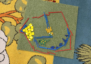 Mapa Polski ułożona z darów zabawy Froebla.