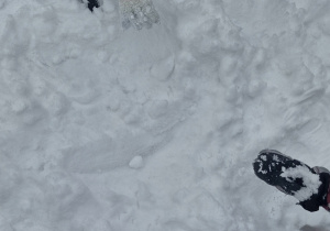 Dzieci próbują ulepić bałwana.