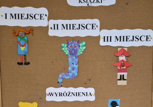 Zakładki - zwycięzcy i wyróżnieni - prace wywieszone na tablicy