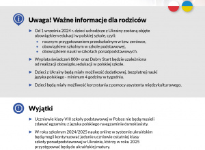 Obowiązek szkolny dla dzieci z Ukrainy – ulotka informacyjna