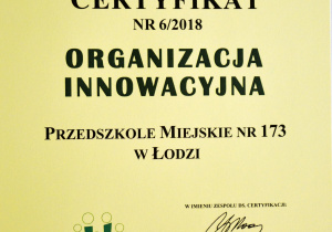 Certyfikat Organizacji Innowacyjnej