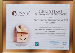 Certyfikat Przedszkola Froeblowskiego